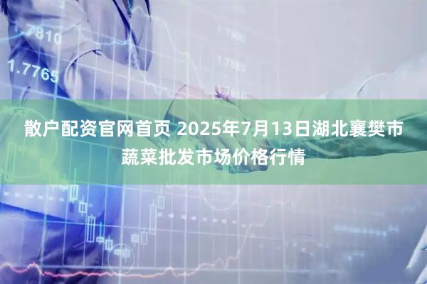 散户配资官网首页 2025年7月13日湖北襄樊市蔬菜批发市场价格行情
